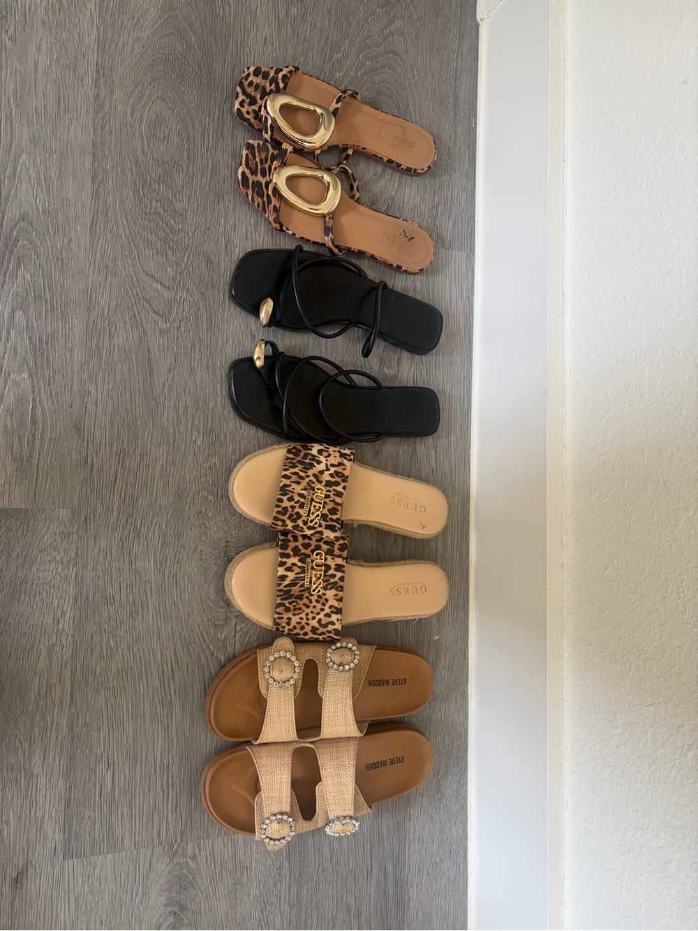 Guess Leopard & Black Mixed Slide Sandals